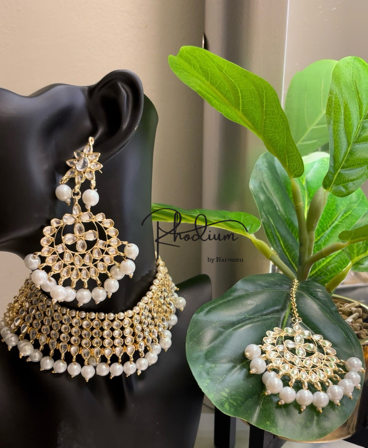 Nina 02 gold plated necklace & earrings with tikka